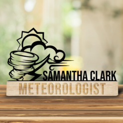 Custom Wooden Meteorologist Desk Name Plate